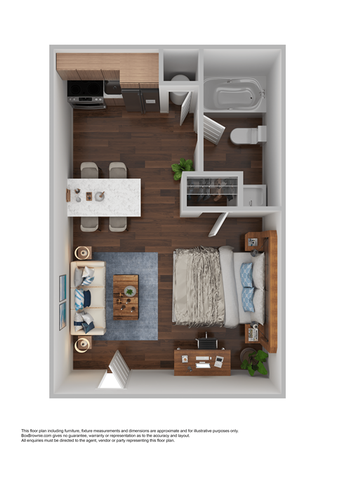 a 1 bedroom floor plan with a bathroom and a living room